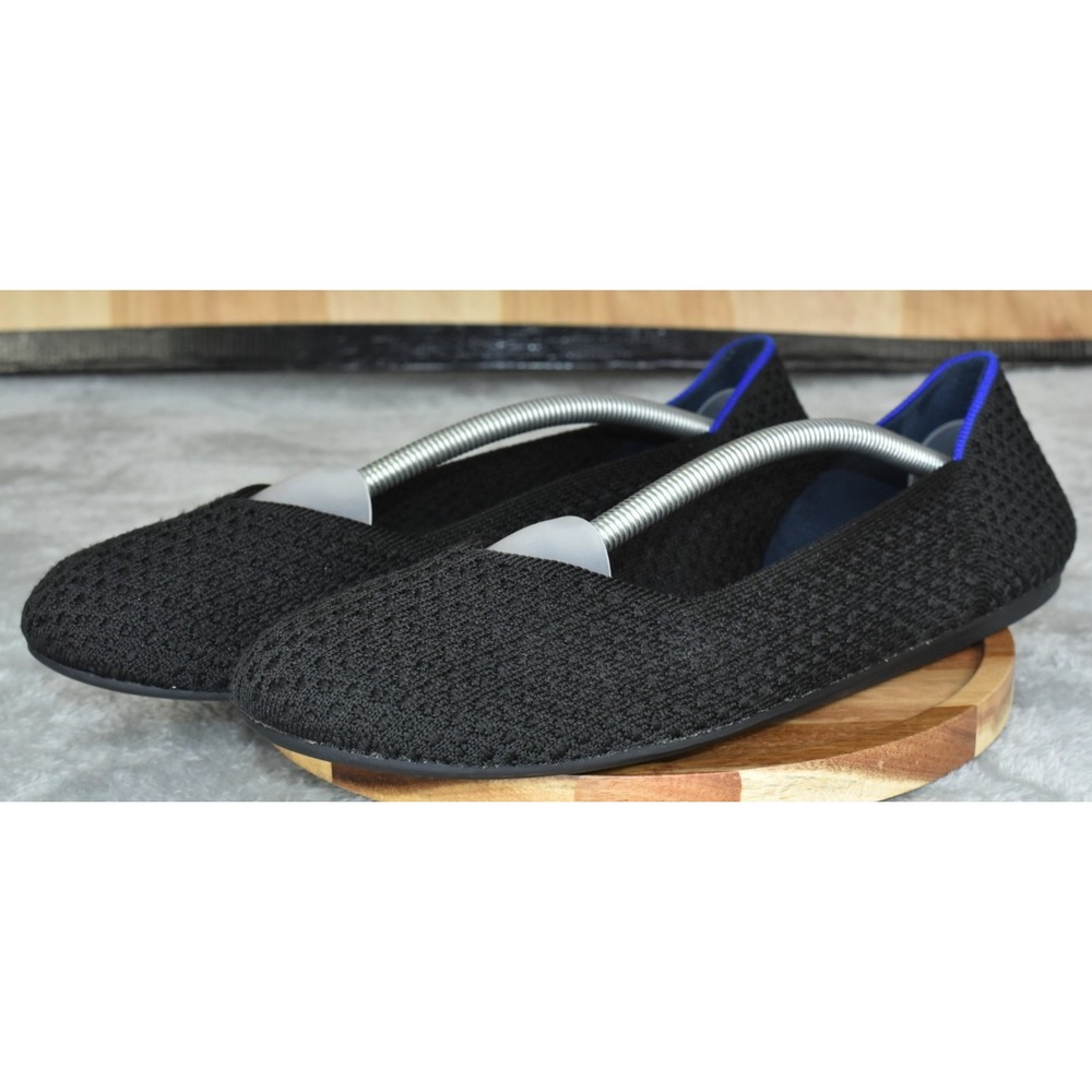 Rothy's The Flat Women Shoes Size 11 Black Blue Round Toe Knit Ballet Flats